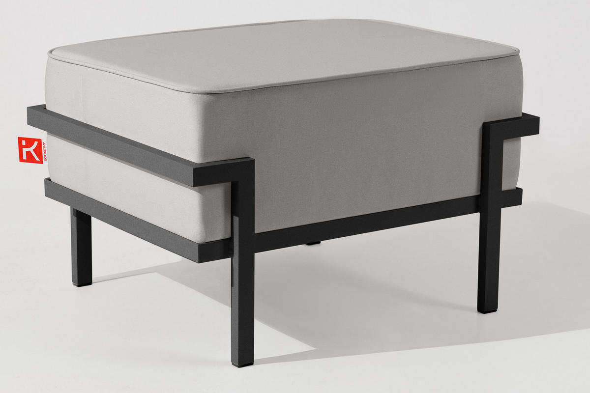 GARTENLOUNGE-HOCKER TRIGLO auf Metallfüßen, Modern, Dunkelgrau/Hellgrau - Dunkelgrau/Hellgrau, Textil/Metall (69/44/54cm) - KONSIMO®