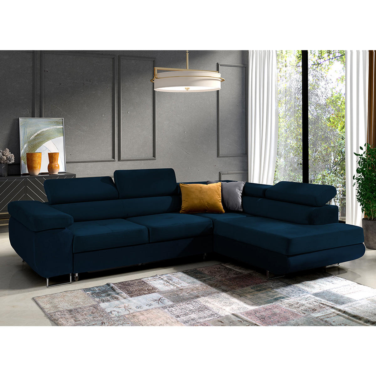 ECKSOFA Wilson 4 Sitzplätze Blau - Blau, Holzwerkstoff (271/201cm) - Petits-meubles