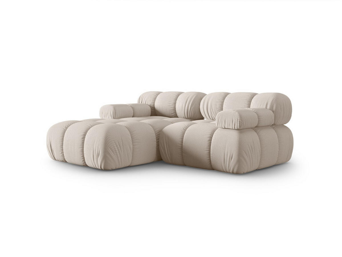 ECKSOFA modular links Bellis aus 3D-Stoff leichtes beige 3 Sitzplätze - Creme, Textil (155/188cm) - Micadoni