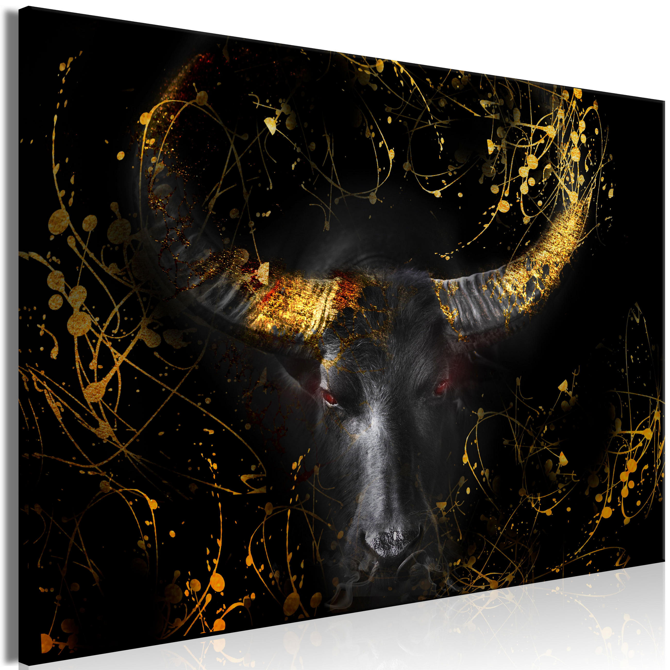 KUNSTDRUCK Schwarz 120/80 cm - Goldfarben/Schwarz, Textil (120/80cm) - KUNSTLOFT