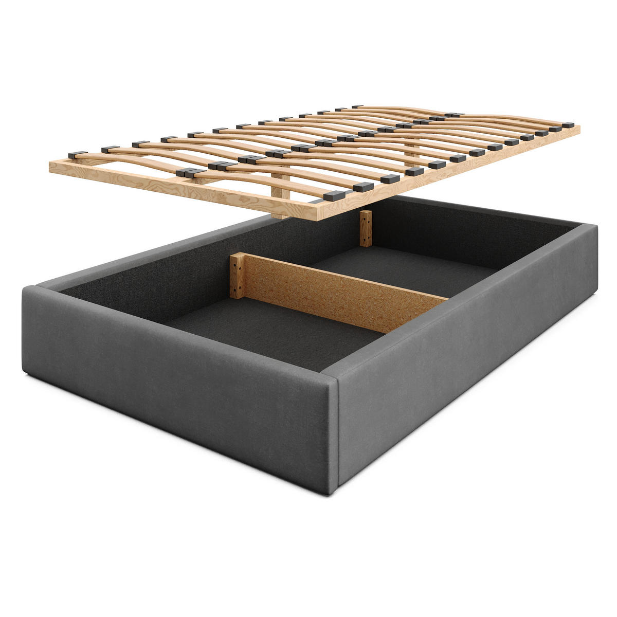 POLSTERBETT 120x200cm Bett mit Stauraum Lattenrost Graphit - Graphitfarben, Holz/Holzwerkstoff (120/200cm) - Muralo