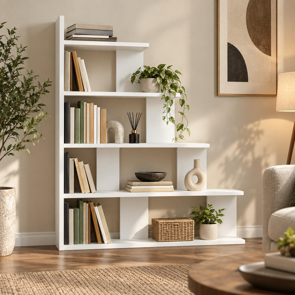 BÜCHERREGAL Echo Weiss - Weiß, Holzwerkstoff (90/120/21.8cm) - Decorotika