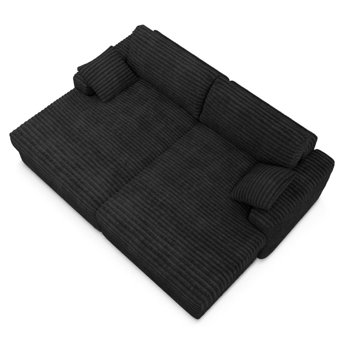 SOFA PLUM XXL-Cord Schwarz 260cm - Schwarz, Textil (260/83/155cm) - Premium Interiors