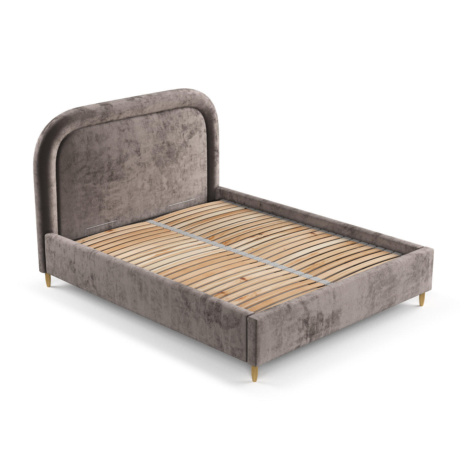 POLSTERBETT Mija Braun 120/200 cm im Chenille-Stoff - Naturfarben/Braun, Holz/Holzwerkstoff (120/200cm) - Maison de Reve