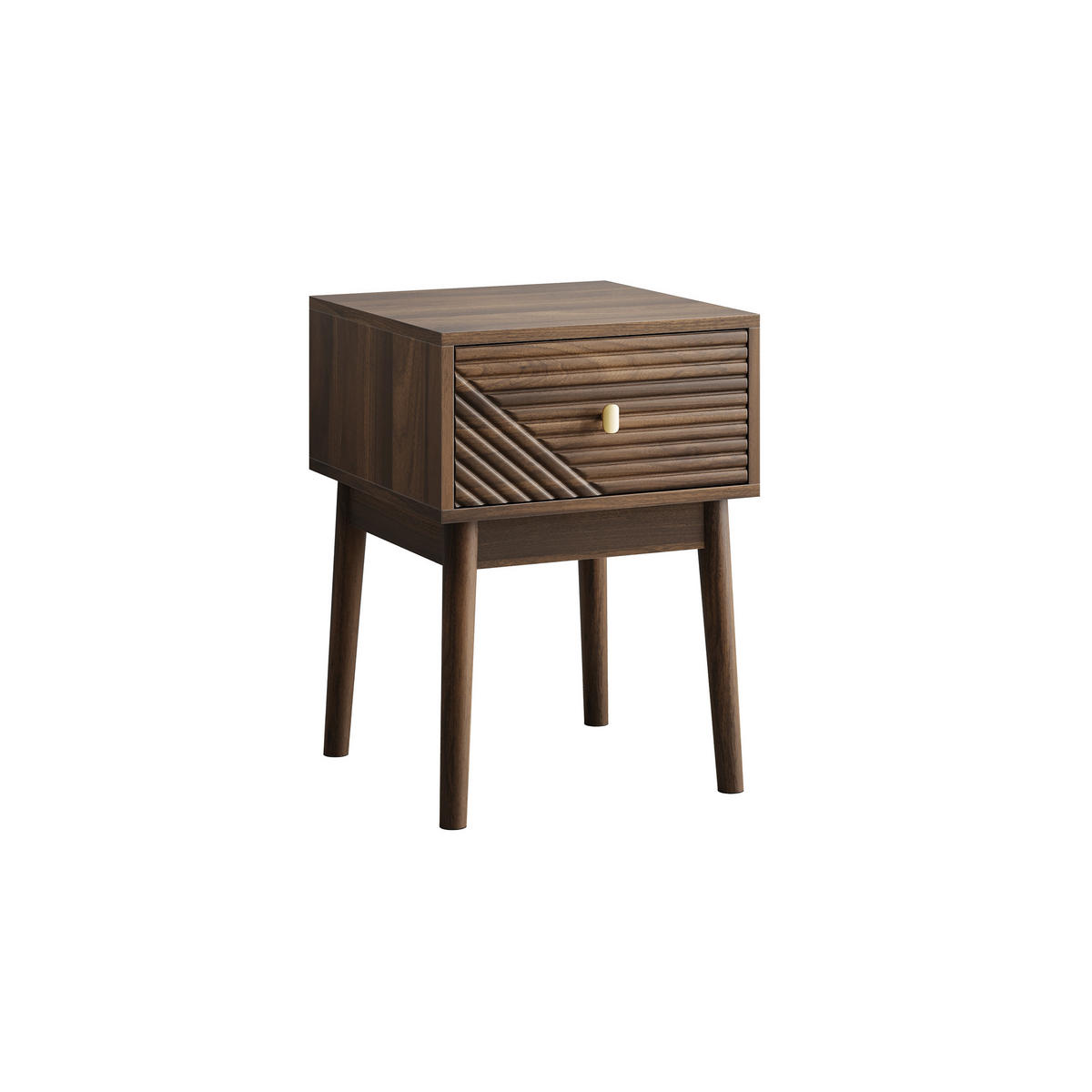 NACHTTISCH 40/40/55 cm walnussfarben aus MDF mit 2 Schubladen - Braun, Holzwerkstoff (40/55/40cm) - OKWISH