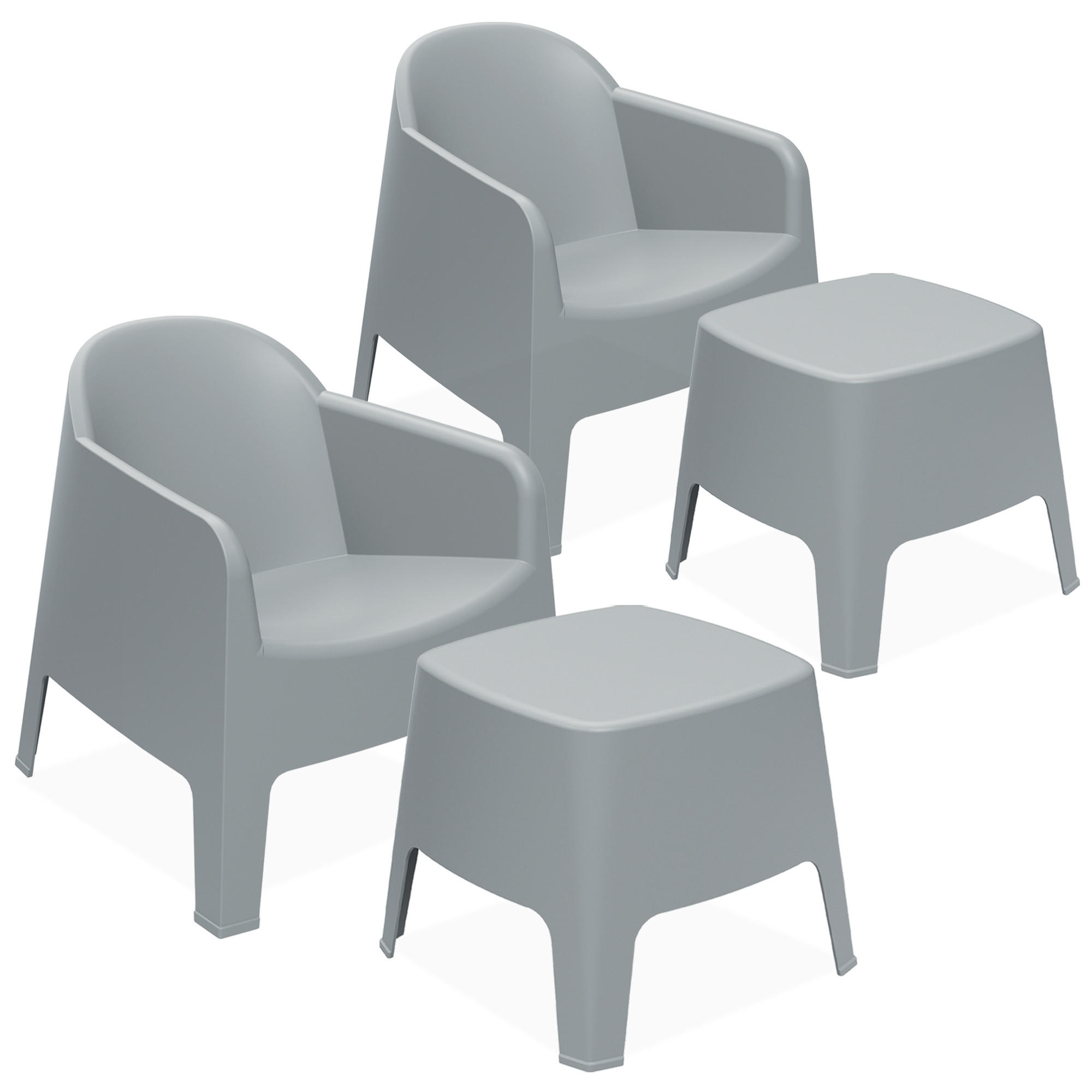 GARTENMÖBEL-SET MALUS, 4-tlg - Grau, Kunststoff - KONSIMO®