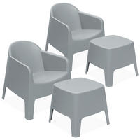 GARTENMÖBEL-SET MALUS, 4-tlg - Grau, Kunststoff - KONSIMO®