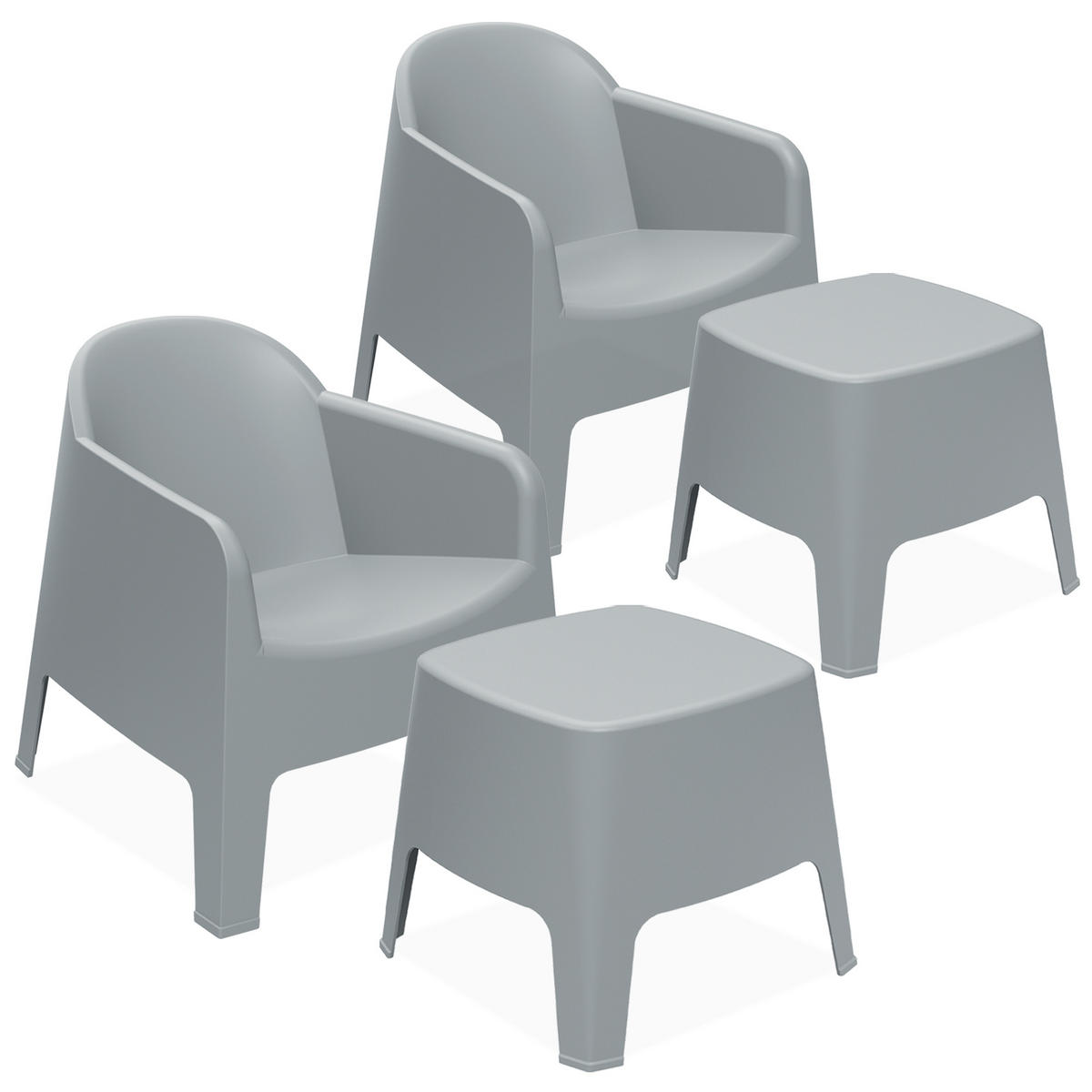 GARTENMÖBEL-SET MALUS, 4-tlg - Grau, Kunststoff - KONSIMO®