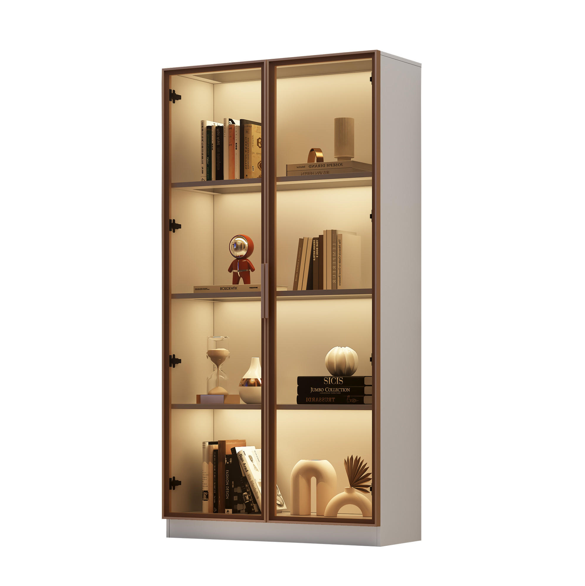 VITRINE 80/40/160 cm aus Spanplatte mit LED-Beleuchtung Weiß - Weiß, Holzwerkstoff (80/160/40cm) - Modenvie