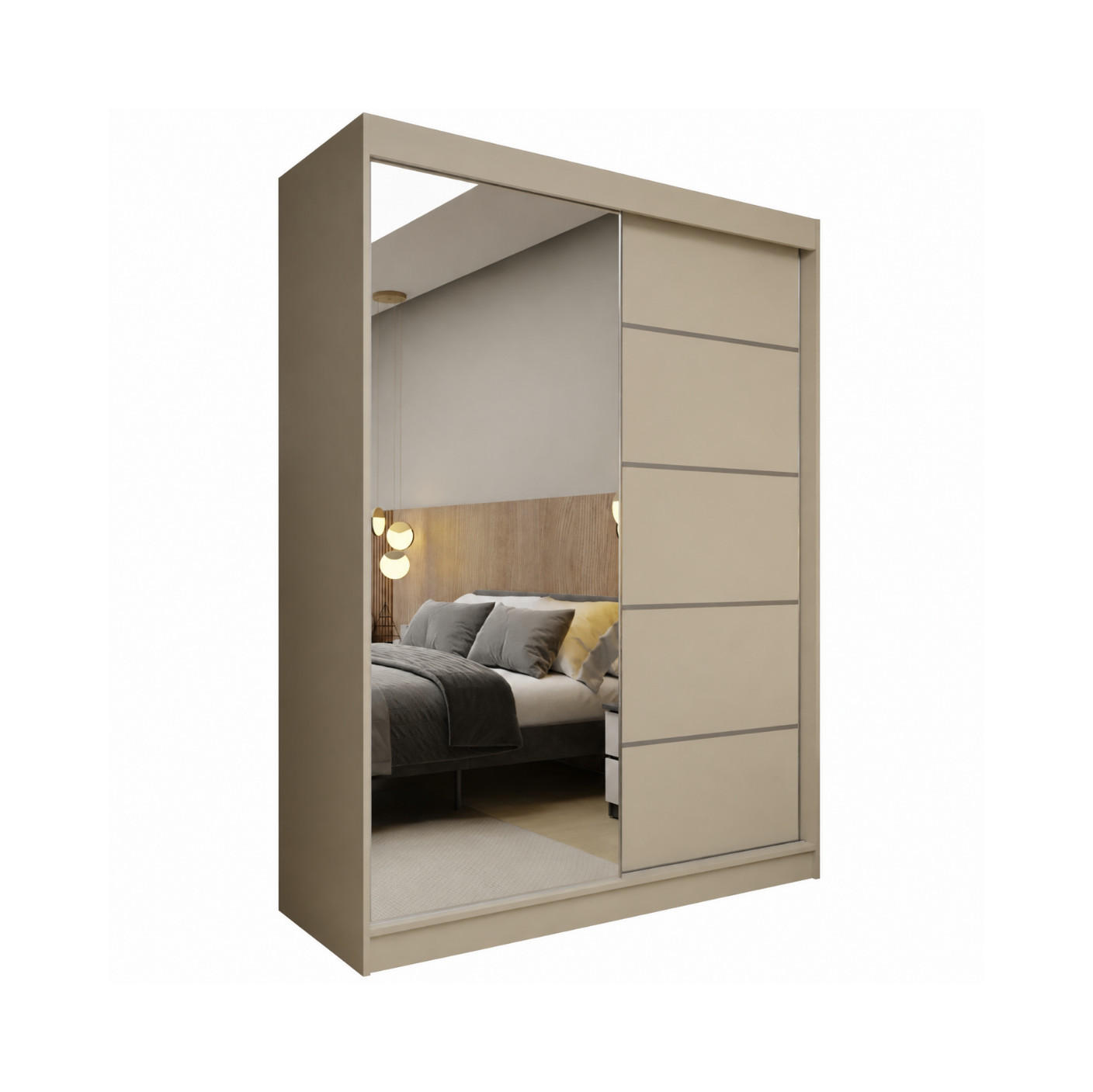 SCHWEBETÜRENSCHRANK Samantha 160 cm mit Spiegel, 2-türig, kaschmir - Kaschmir, Kunststoff (160/216/61cm) - Margaret Hadas24