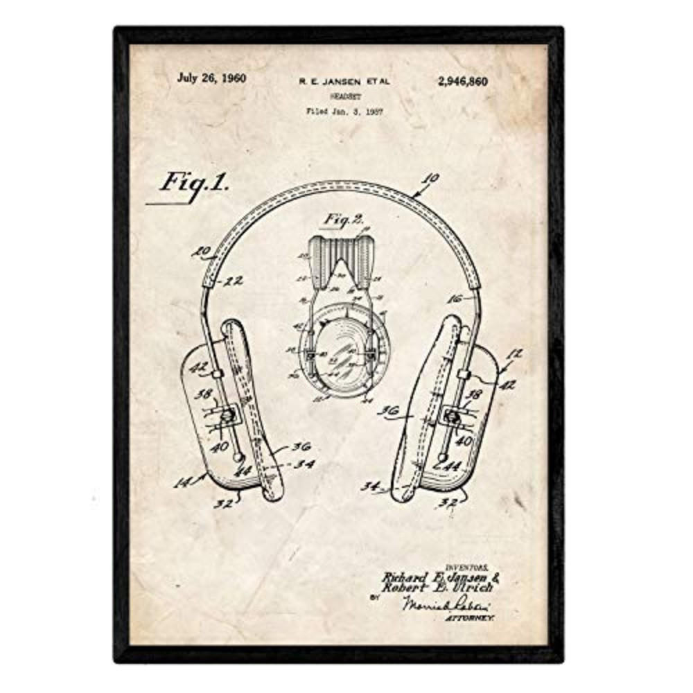 POSTER Kopfhörer Patent A3 Rahmenlos - Klar, Papier (29.7/5/42cm) - Nacnic