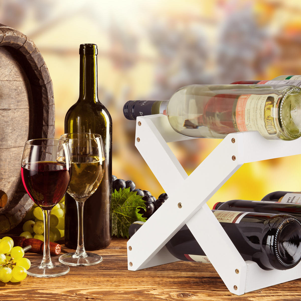 WEINREGAL - Weiß, Holz (36/22/20cm) - Relaxdays