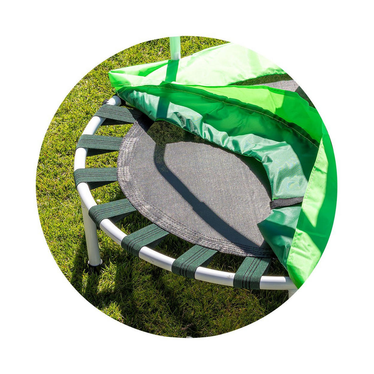 KINDERTRAMPOLIN Mini 91 cm grün Haltegriff, Federabdeckung, bis 120 kg - Grün, Metall (91/91cm) - Chipolino