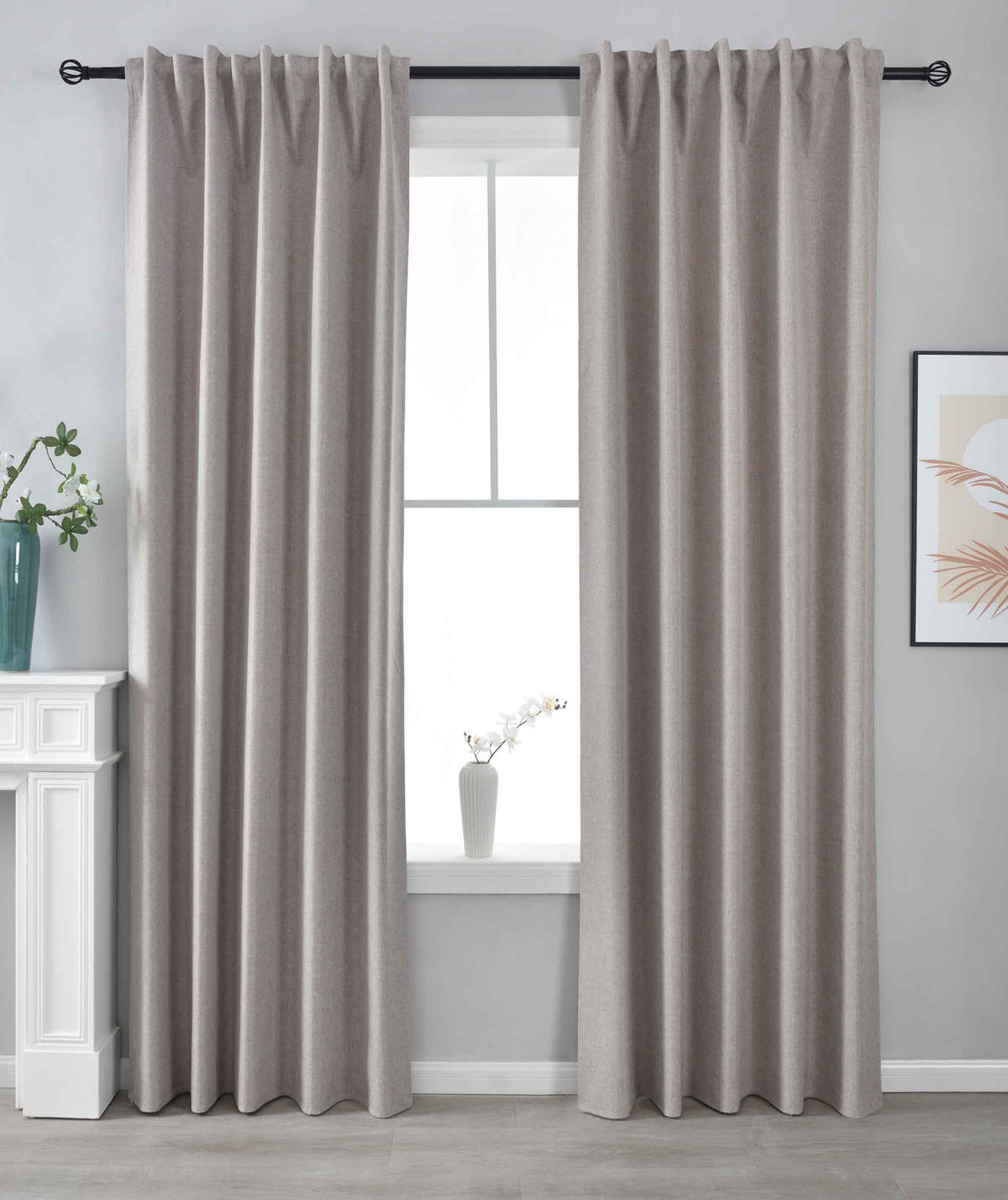 VORHANG 2ER SET BOSTON DARK HxB 245x140 cm Taupe - Taupe, Textil (140/245cm) - Gardinenbox