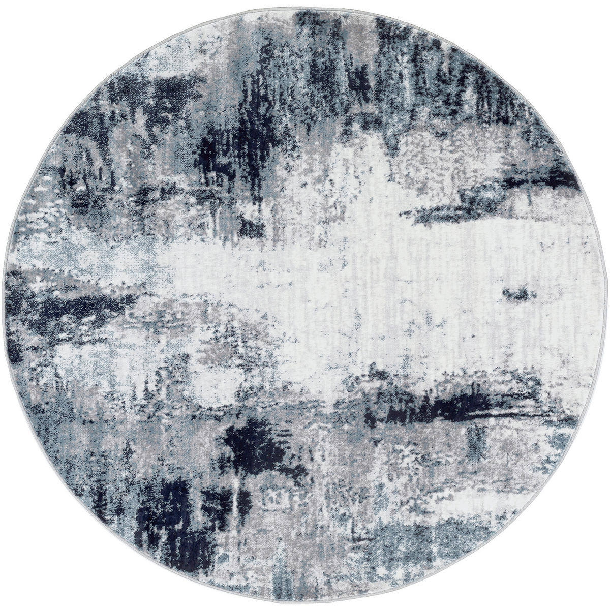 KURZFLORTEPPICH Rund Ø 160 cm Blau - Blau/Weiß, Naturmaterialien/Textil (160/160cm) - LIVABLISS