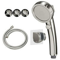 HANDBRAUSE-SET mit 3 Sprühmodi und ON/OFF-Schalter | Gebürstetes Nickel - Silberfarben, Metall (8/12.7/24cm)