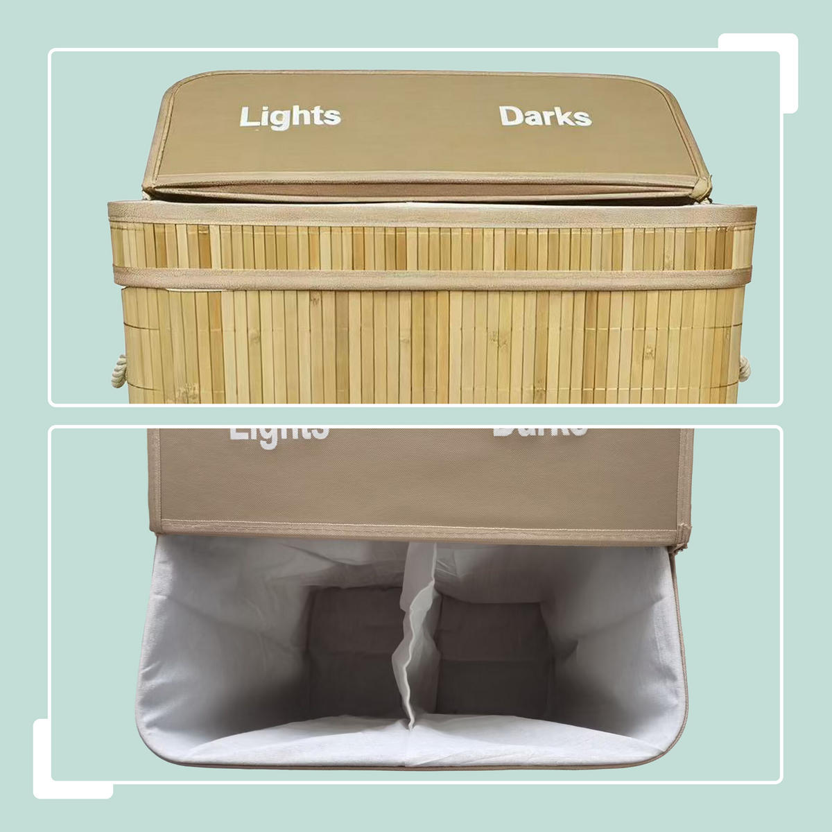 WÄSCHEKORB - Hellbraun, Holz/Textil (52/60/32cm) - Relaxdays