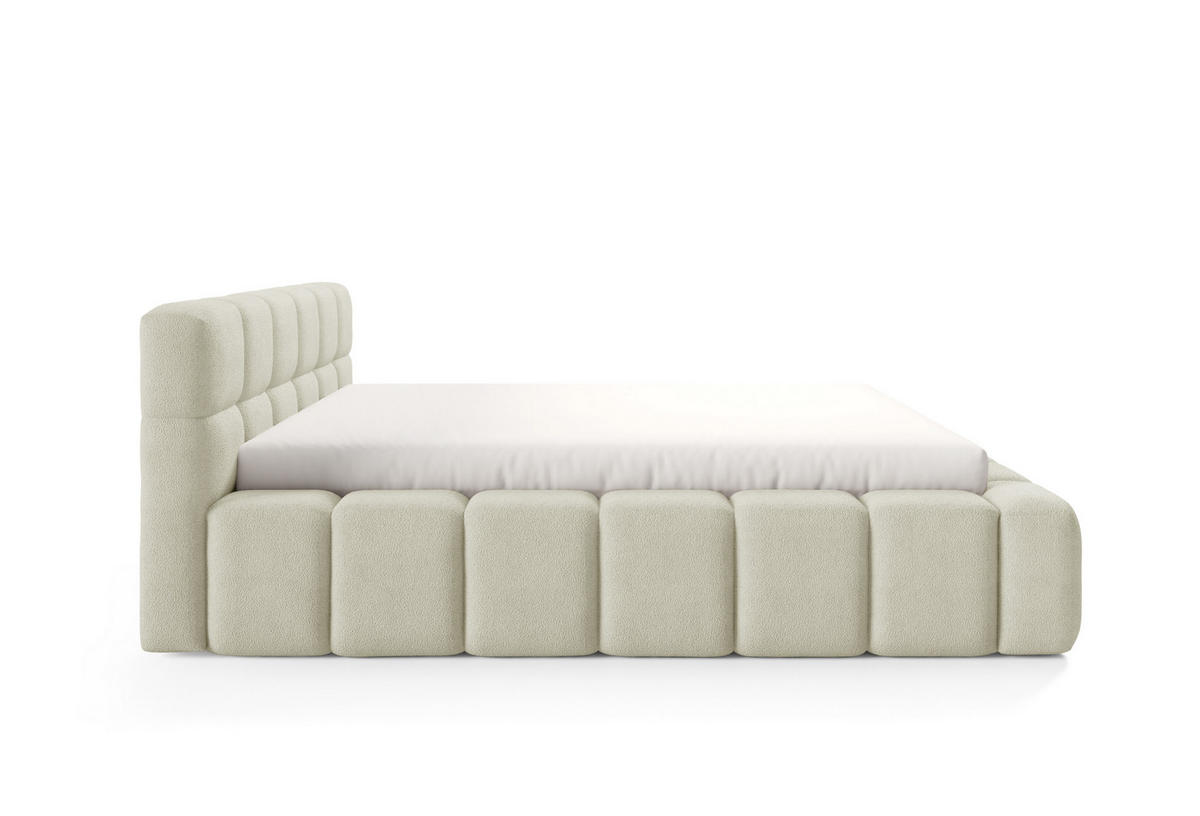 POLSTERBETT NUBO PREMIUM 180x200 cm mit Bettkasten – Stoff QUELLE 02 - Beige, Holz (180/200cm) - Dekori_Interiors