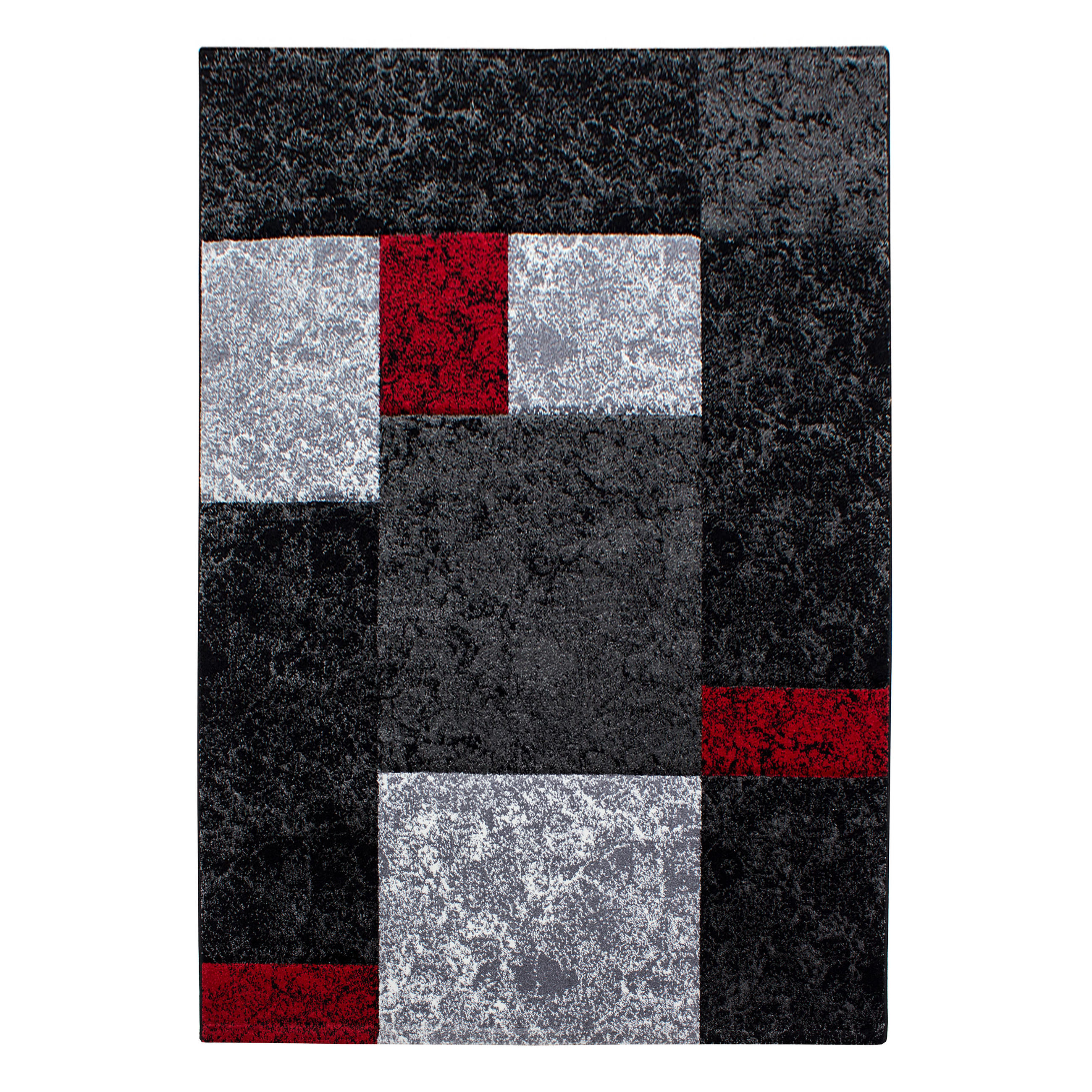 TEPPICH Kurzflor Karo Design Polypropylen Wohnzimmer Rot Rechteckig 140x200 - Rot, Textil (140/200cm) - KADIMA DESIGN