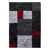 TEPPICH Kurzflor Karo Design Polypropylen Wohnzimmer Rot Rechteckig 280x370 - Rot, Textil (280/370cm) - KADIMA DESIGN