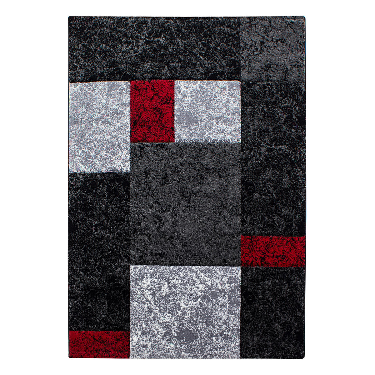 TEPPICH Kurzflor Karo Design Polypropylen Wohnzimmer Rot Rechteckig 280x370 - Rot, Textil (280/370cm) - KADIMA DESIGN