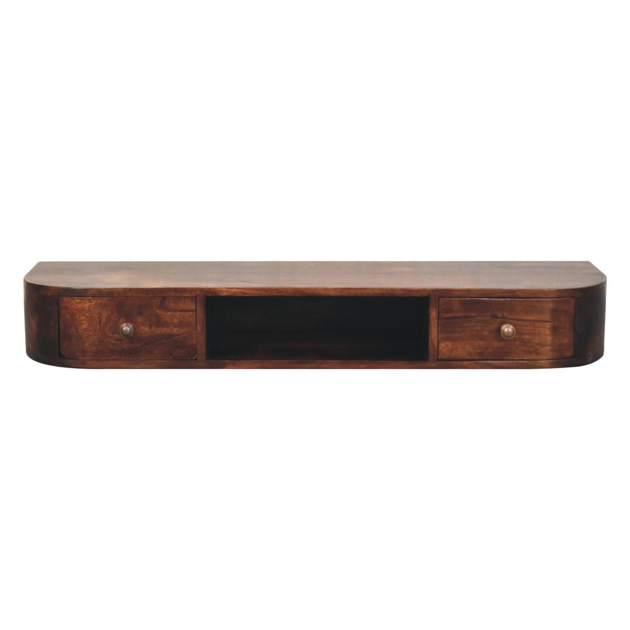 KONSOLENTISCH Kastanien-Finish, 2 Schubladen, 1 offenes Regal, Dunkelbraun - Dunkelbraun, Holz (110/30/15cm) - Artisan Furniture