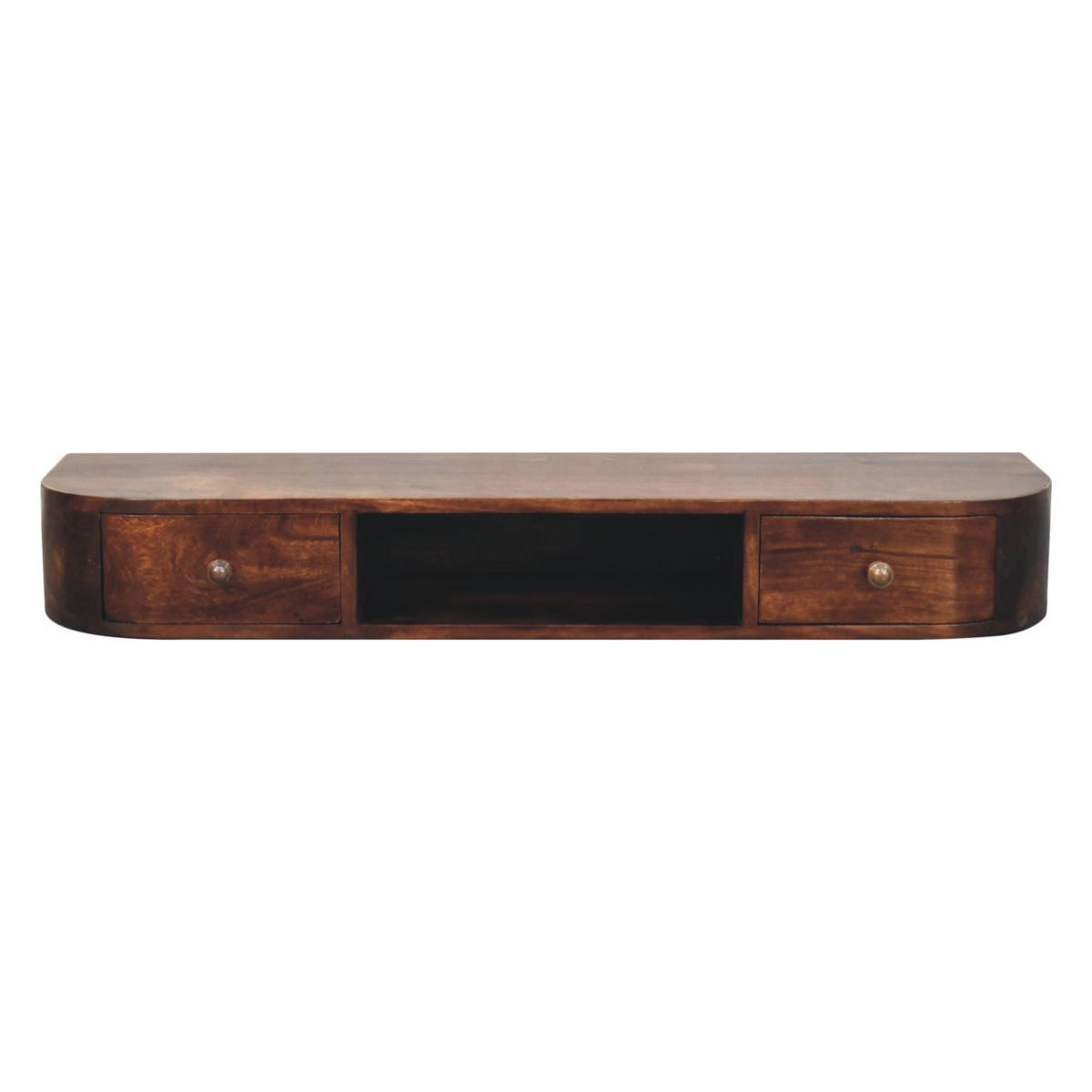 KONSOLENTISCH Kastanien-Finish, 2 Schubladen, 1 offenes Regal, Dunkelbraun - Dunkelbraun, Holz (110/30/15cm) - Artisan Furniture