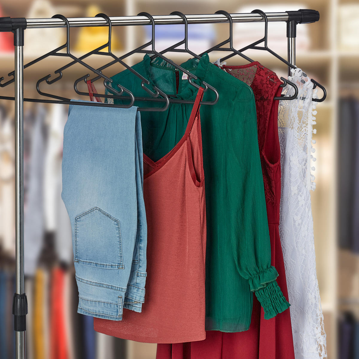 24XVEŠIAKY na šaty - čierna, plast (0.5cm) - Relaxdays