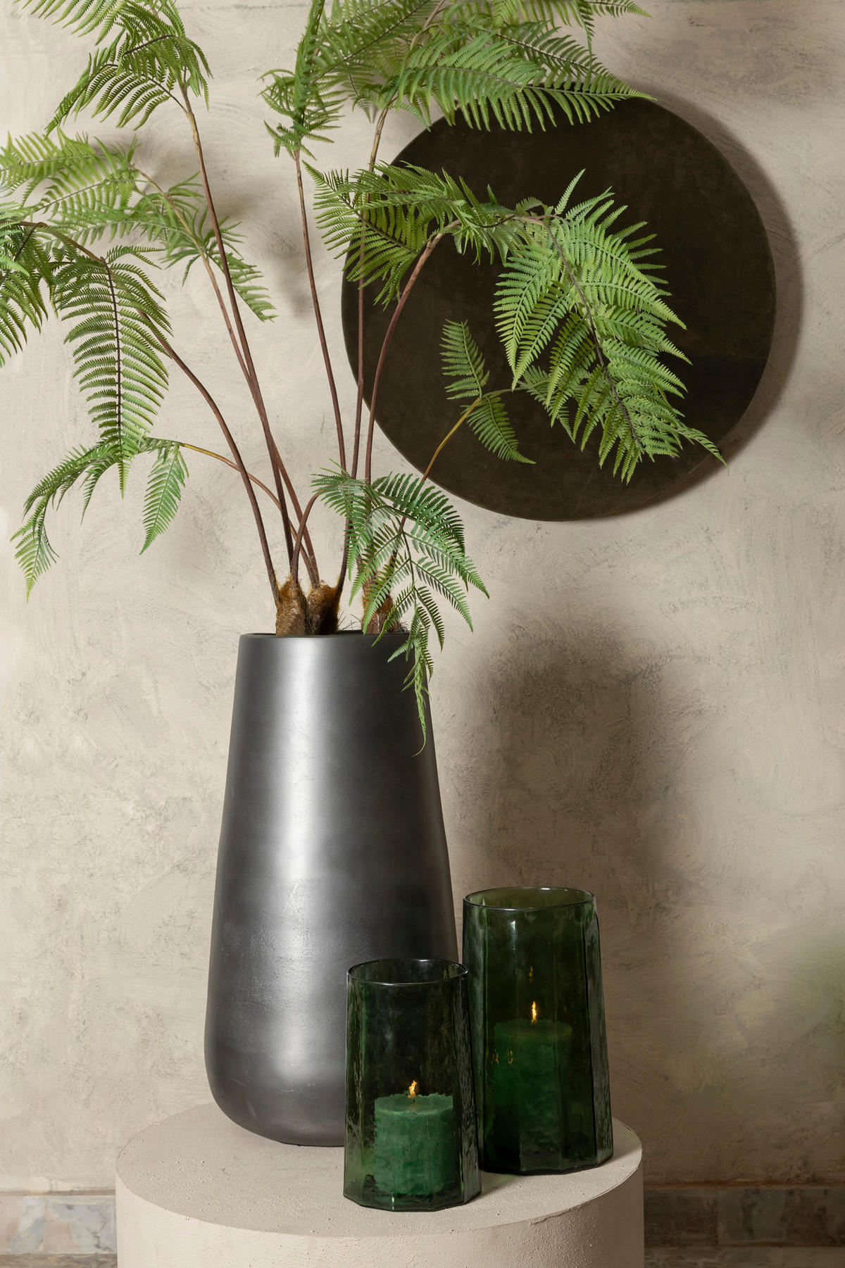 WINDLICHT Pernella Grün 17.5/17.5/27.5cm - Grün, Glas (17.5/27.5/17.5cm) - PTMD Collection