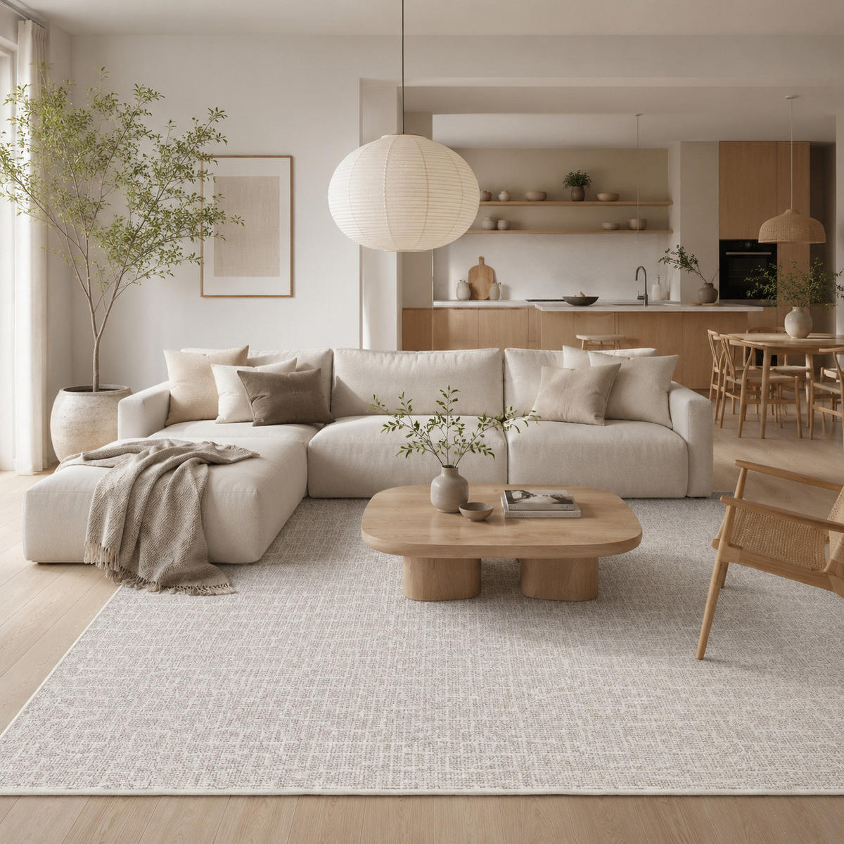 SCHLINGEN DESIGNER TEPPICH NIVA - Creme, Textil (200/200cm) - Snapstyle