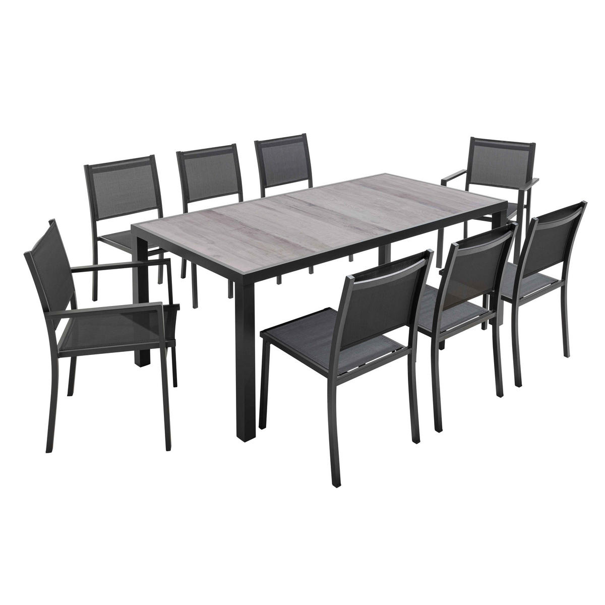 GARTENSET 9-tlg., Grau - Grau, Metall - Oviala
