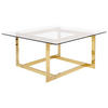 COUCHTISCH Glas gold quadratisch 80/80 cm Crystal - Transparent/Goldfarben, Glas (80/80/40cm) - Beliani