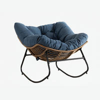 SCHAUKELSTUHL mit Chenille-Polsterung, moderner Akzentstuhl, Beige - Blau, Textil (95/83/107cm) - Kaket