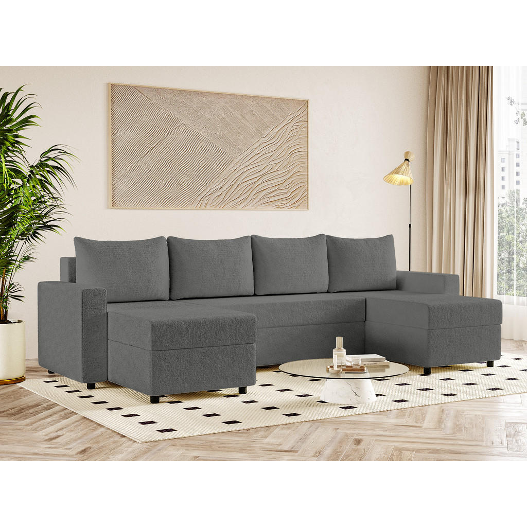 Thumbnail - Fedve Wohnlandschaft, Graphit, Textil, U-Form,L-Form, 298x72x146 cm, Wohnzimmer, Sofas & Couches, Wohnlandschaften, Wohn...