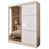 SCHWEBETÜRENSCHRANK Viva II 200/216/61 Kaschmir mit Lacobel-Glas und Schubladen - Kaschmir, Holzwerkstoff (200/216/61cm) - Beautysofa