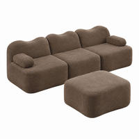 ECKSOFA modular 3-Sitzer mit Ottomanen Samt Braun - Braun, Textil (167/288cm) - Meubliv