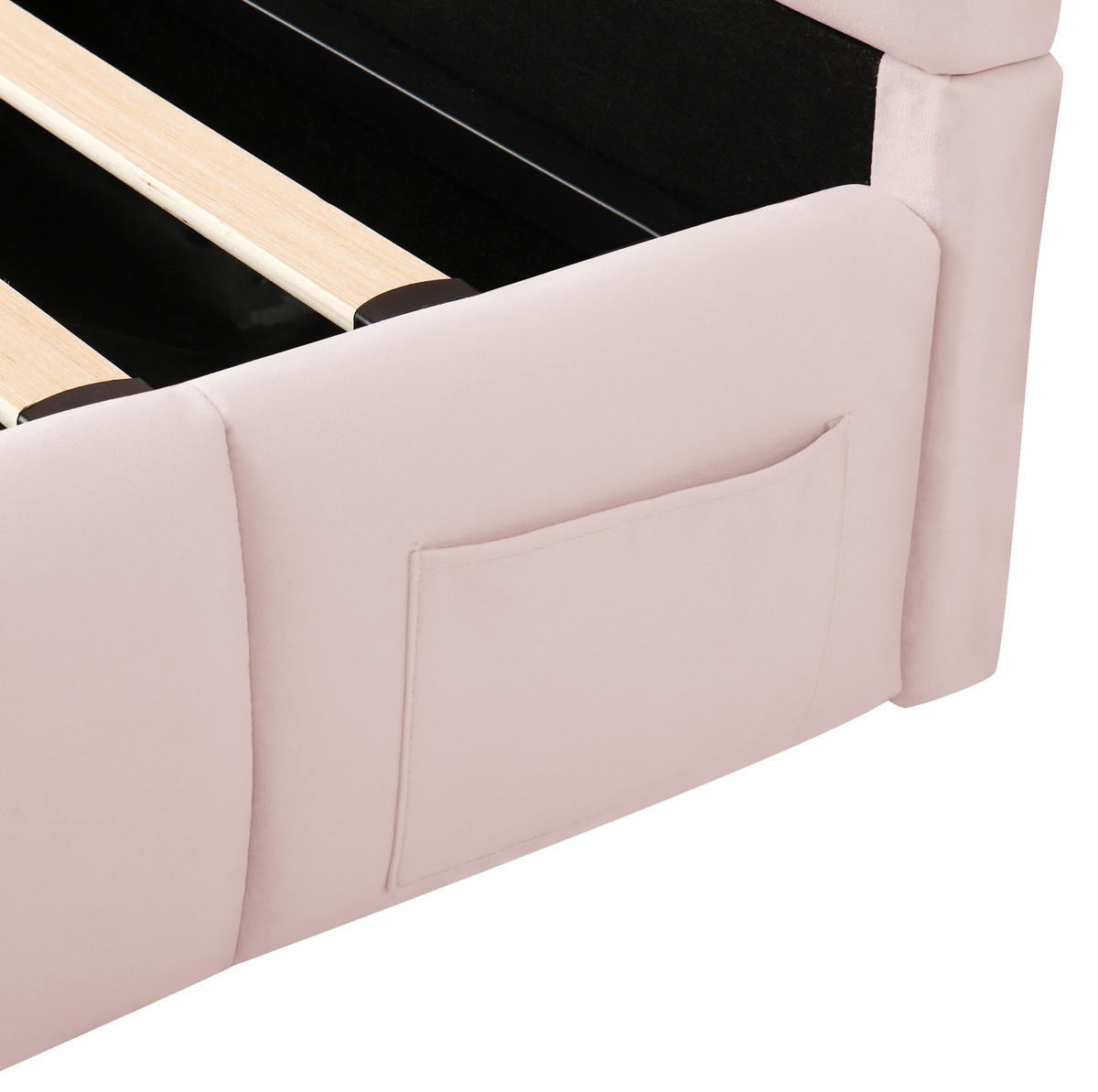 POLSTERBETT 90/200 cm mit Lattenrost, hydraulischem Stauraum und USB-C-Anschluss, Rosa - Pink, Textil (90/200cm) - Redom