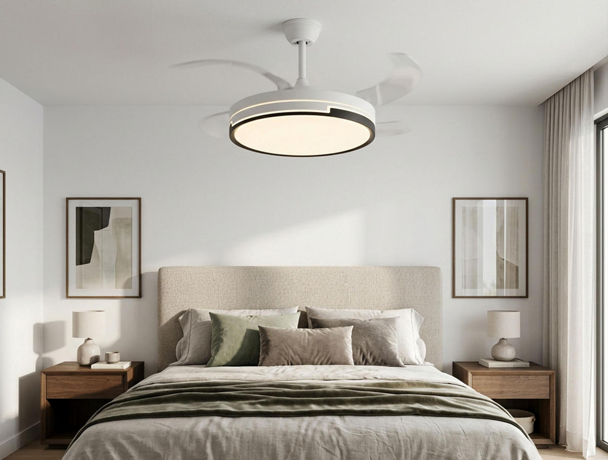 LED-DECKENLAMPE Weiß mit integriertem Ventilator 60 W - Weiß, Kunststoff (45/122/122cm) - Purline