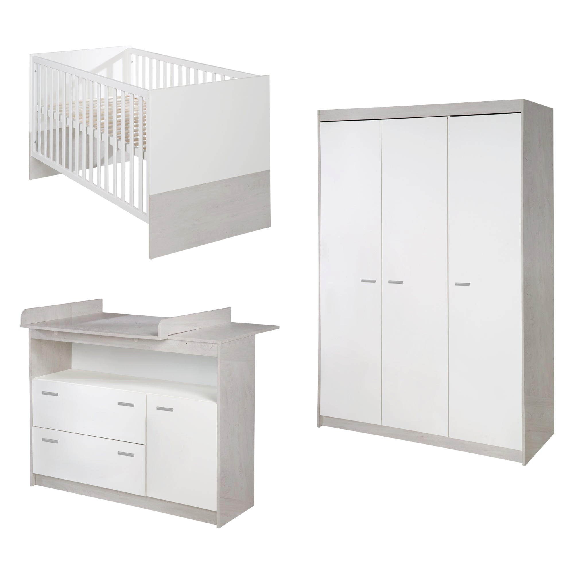 BABYZIMMER-SET Julia, 3-teilig - Weiß, Holzwerkstoff (78/80/142cm) - Roba