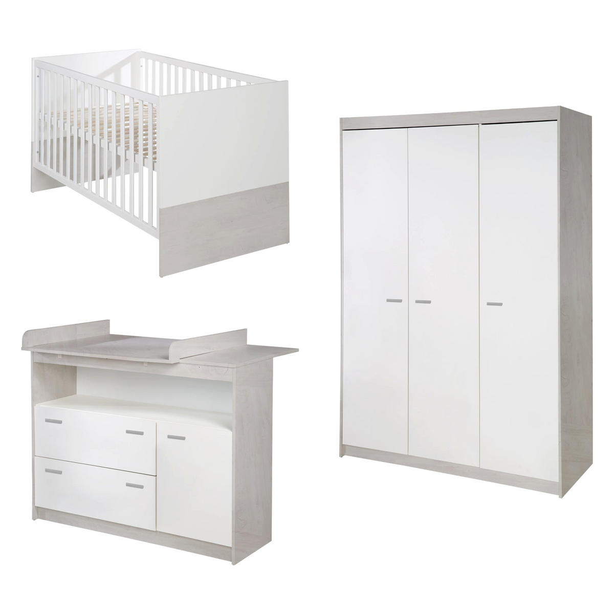 BABYZIMMER-SET Julia, 3-teilig - Weiß, Holzwerkstoff (78/80/142cm) - Roba