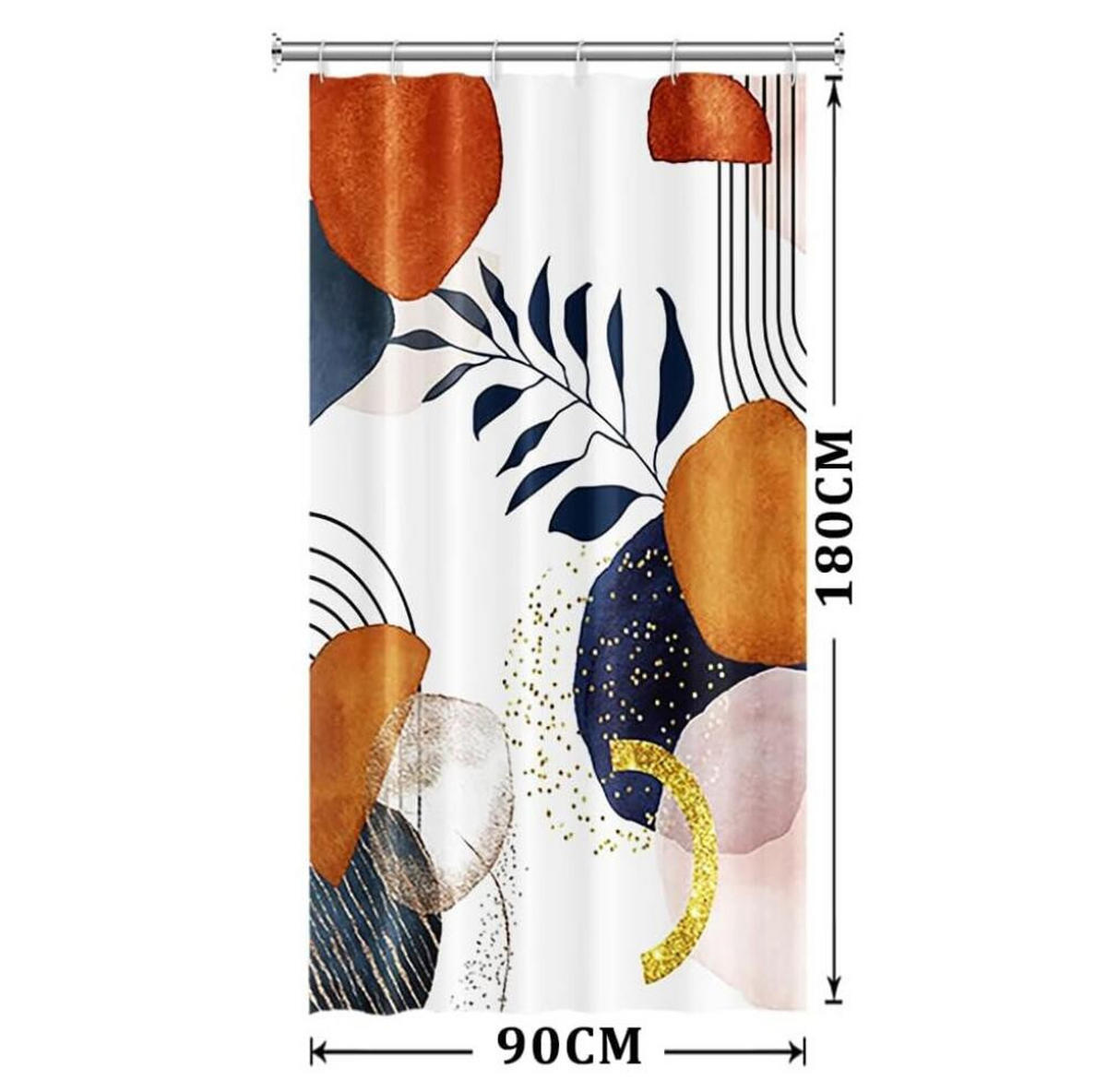 DUSCHVORHANG Terrakotta abstrakt Blätter Blau klein Polyester wasserdicht schimmelresistent waschbar Badewanne - Multicolor, Textil (90/180cm) - MCBOSON