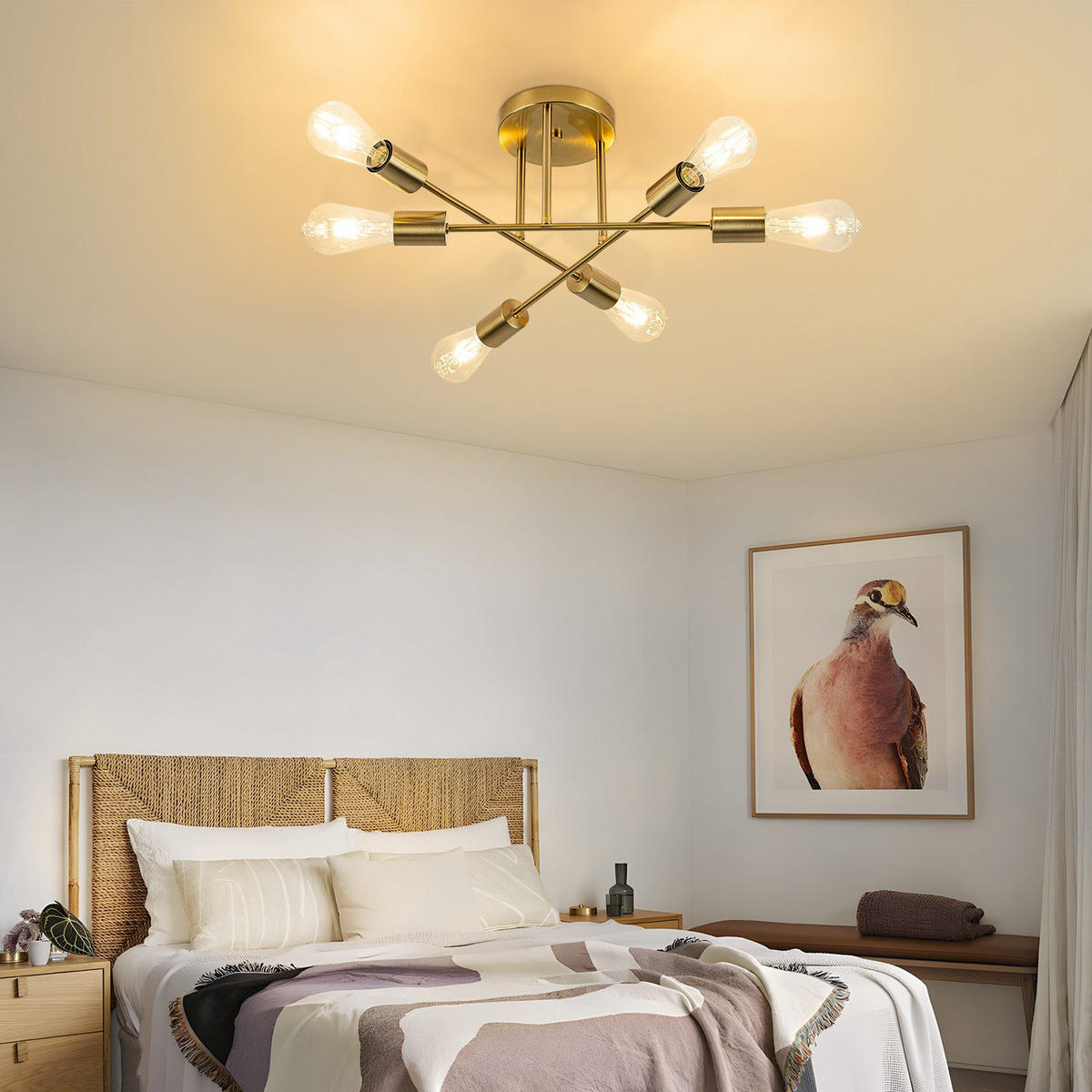 DECKENLEUCHTE Willowara 45/45/15 cm - Goldfarben, Metall (45/45/15cm) - ZMH