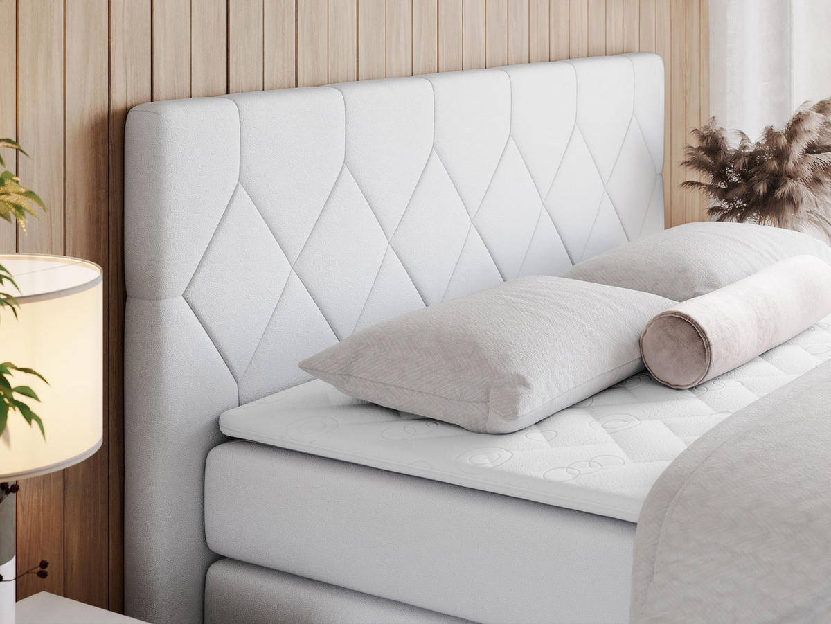 BOXSPRINGBETT KING EIGAR 140/200 Weiß Kunstleder - H4 - Weiß, Holz/Textil (140/200cm) - MKS