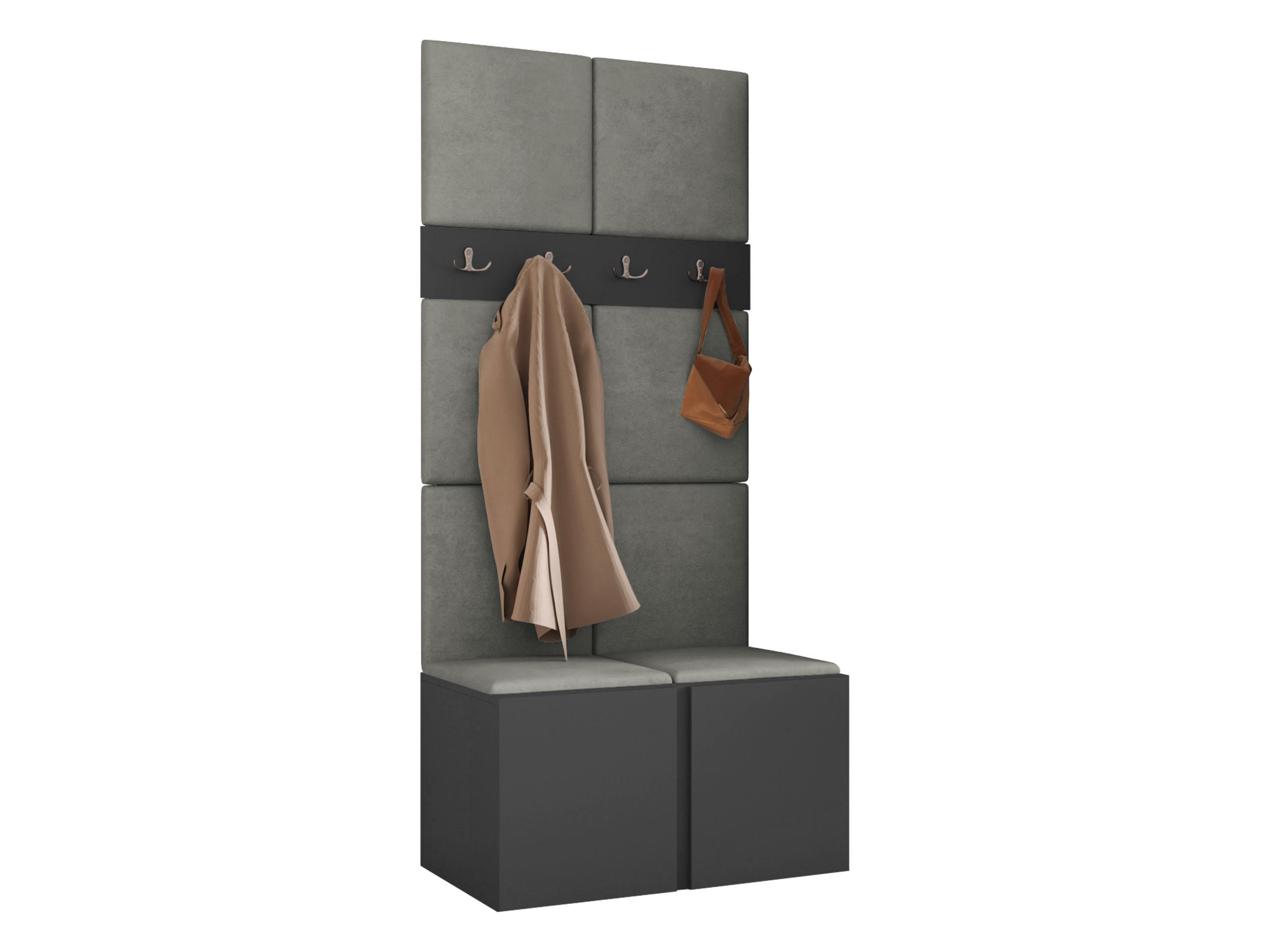 MOBILIER PENTRU HOL Orion IV - grafit/gri, material plastic/compozit lemnos (84/186/46cm) - MIRJAN24