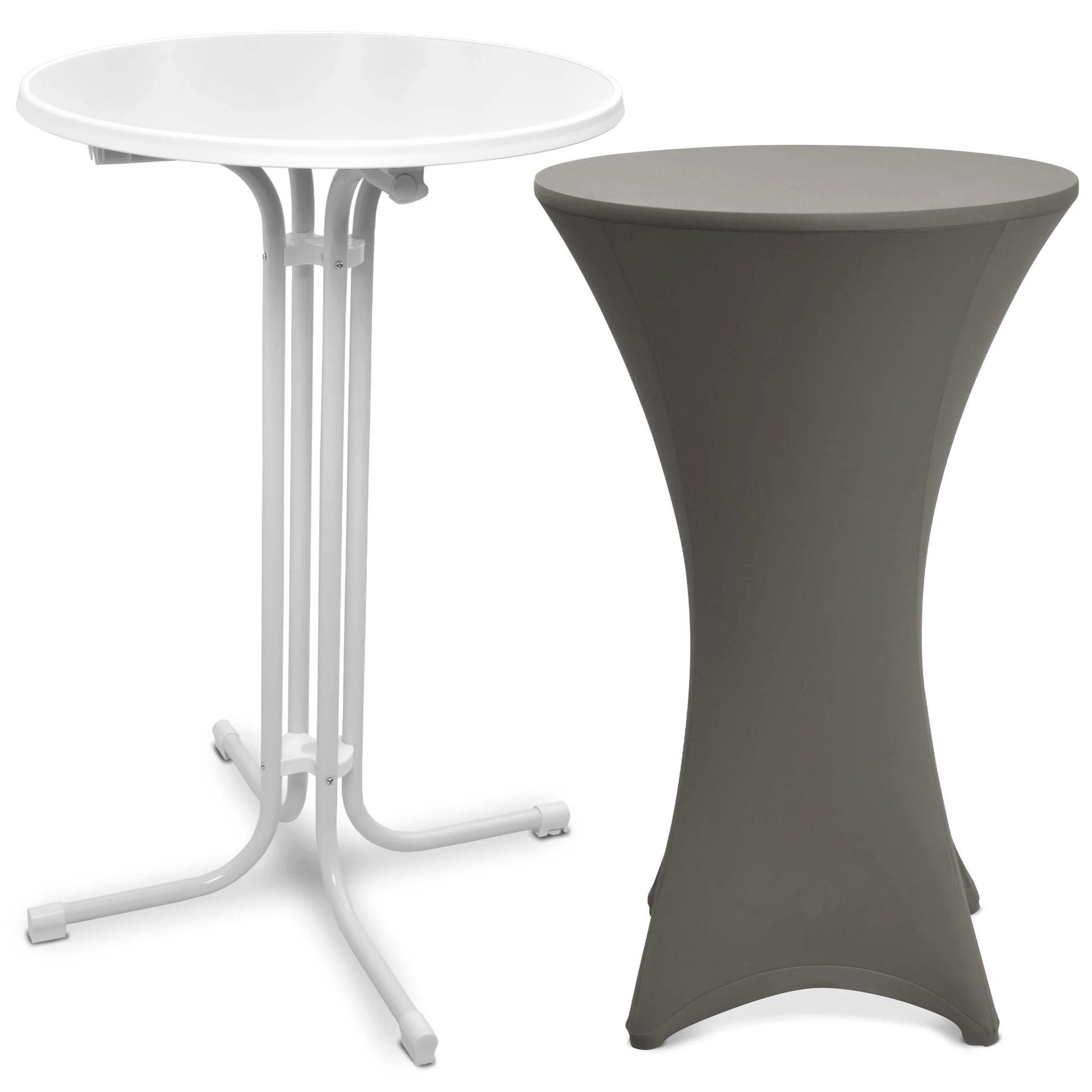 STEHTISCH Bellini Ø 70cm Weiß mit Stella Stehtischhusse Ø 70cm Anthrazit - Anthrazit, Metall (70/70/110cm) - Beautissu 