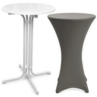 STEHTISCH Bellini Ø 80cm Weiß mit Stella Stehtischhusse Ø 80cm Anthrazit - Anthrazit/Schwarz, Metall (80/80/110cm) - Beautissu 