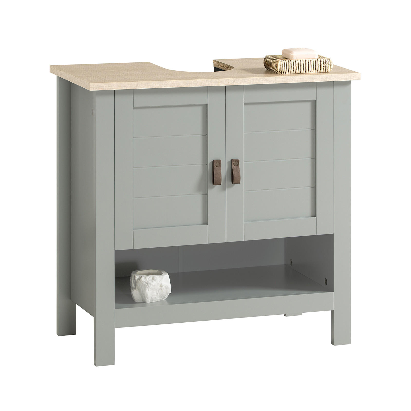 WASCHBECKENUNTERSCHRANK, Hellgrau, 60x60x30cm - Grau, Holzwerkstoff (60/60/30cm) - SoBuy