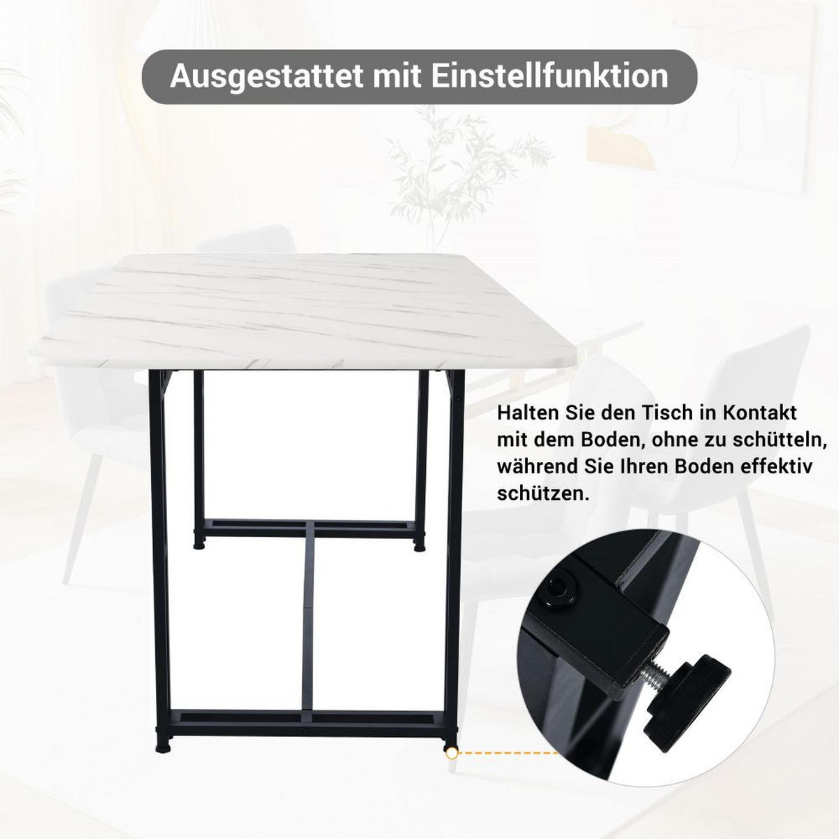 ESSTISCH 140x80 cm in Weiß und Schwarz mit Gestell aus Metall - Weiß, Holz/Metall (140/80/74cm) - KOMHTOM