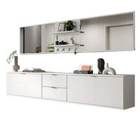 GARDEROBE Set 6-teilig weiß Hochglanz 236 cm, Flurgarderobe hängend - Chromfarben/Weiß Hochglanz, Glas/Holzwerkstoff (236/193/34cm) - Inn.Furn