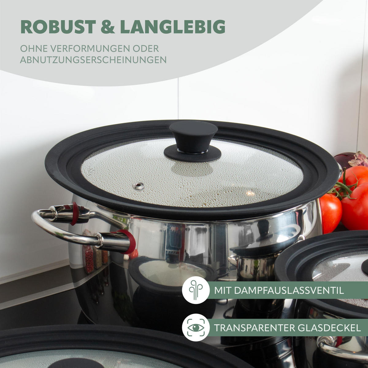 UNIVERSAL-GLASDECKEL, schwarz - Schwarz, Glas (28/28/5.5cm) - bremermann